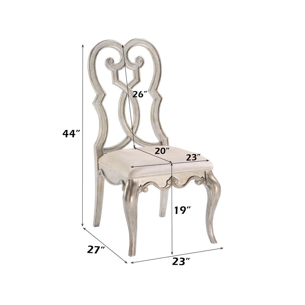 Esteban - Side Chair (Set of 2) - Ivory Velvet & Antique Champagne - Urban Living Furniture (Los Angeles, CA)