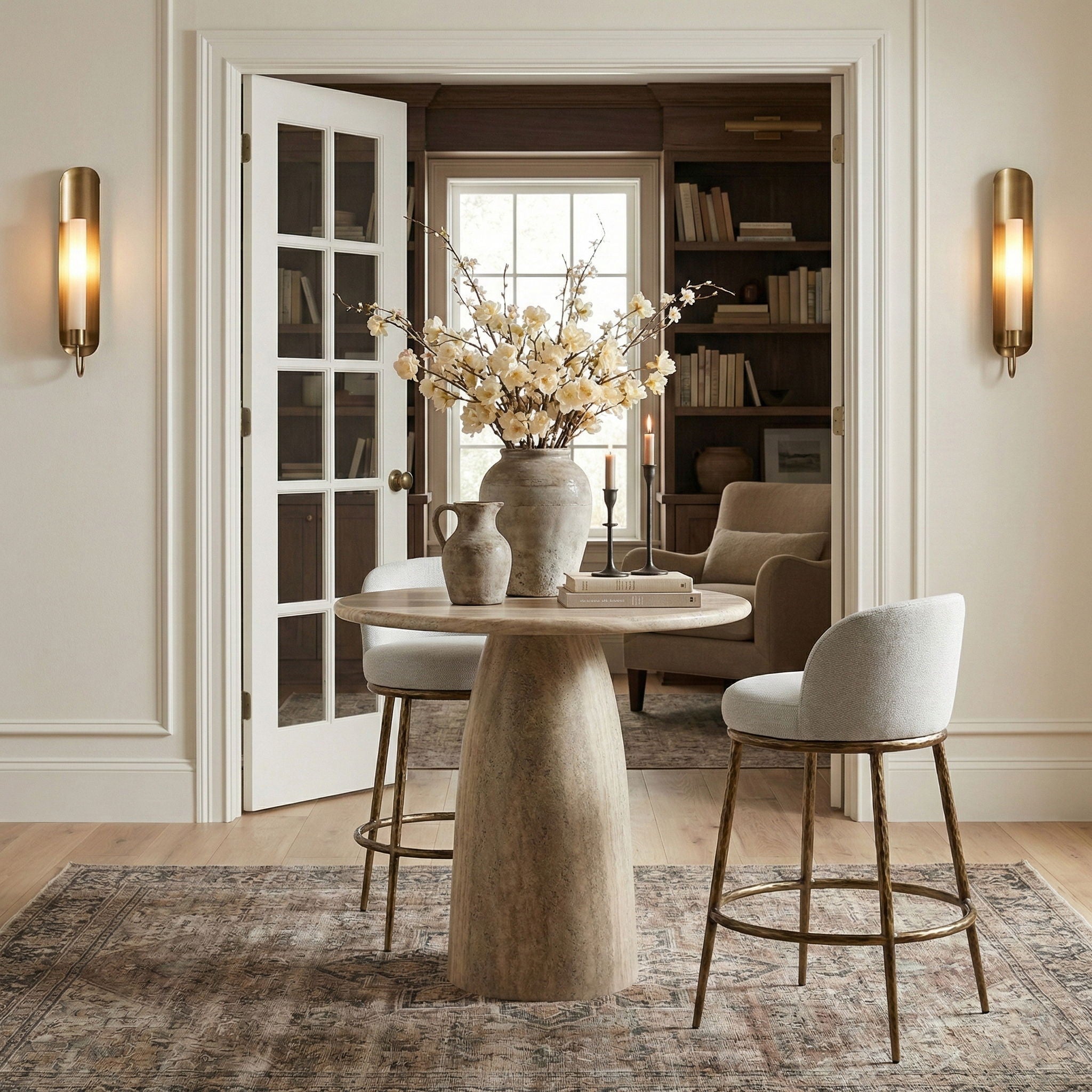 Ferro - Performance Fabric Upholstered Bar Stool - Antique Brass - Urban Living Furniture (Los Angeles, CA)