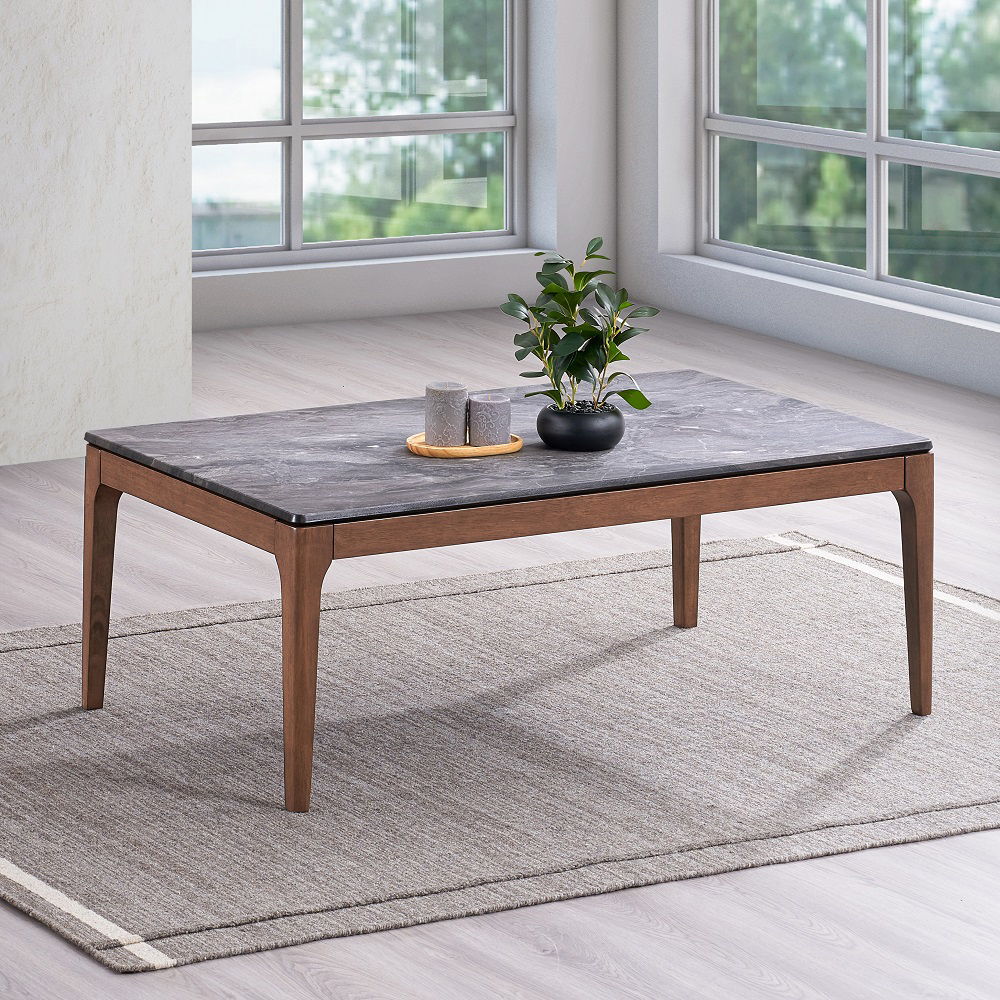 Bevis - Coffee Table - Engineered Stone Top & Walnut - Urban Living Furniture (Los Angeles, CA)