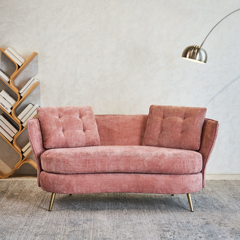 Loveseat Sofa, Upholstered Couch With Metal Legs