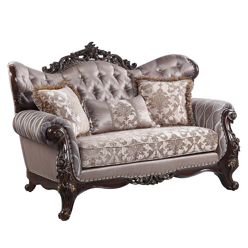 Benbek - Loveseat - Fabric & Antique Oak Finish - Urban Living Furniture (Los Angeles, CA)