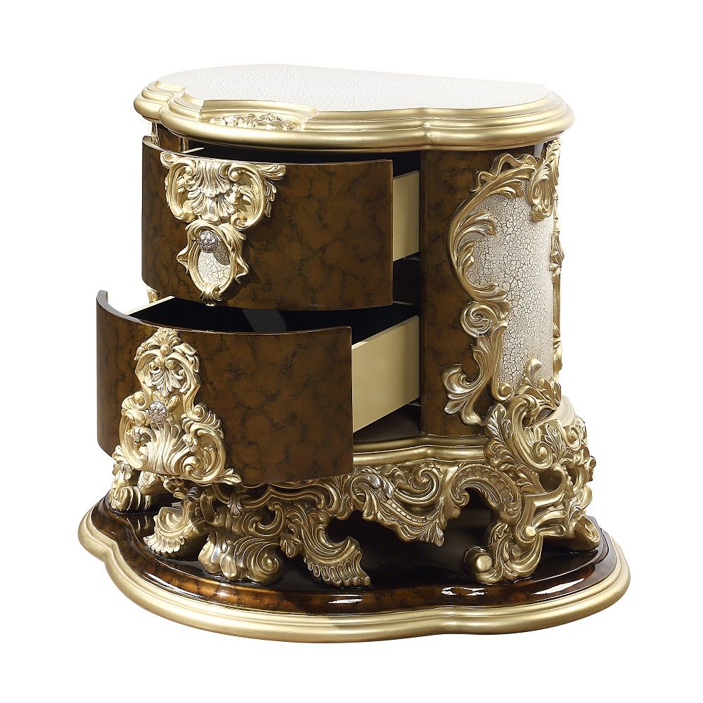 Desiderius - Nightstand - Antique Gold & Hand Painted Brown - Urban Living Furniture (Los Angeles, CA)