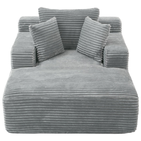 Modern Full Compressed Chaise Lounge Sofa Bed With Removable Pillows, Upholstered - Gray