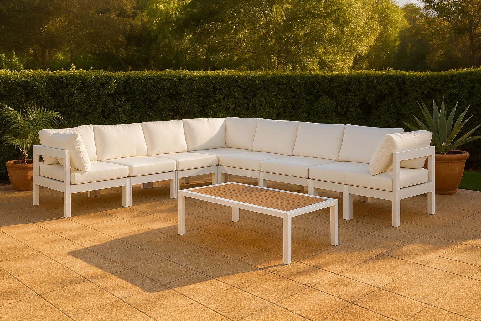 Nizuc - Outdoor Patio 8 Piece Modular Sectional With White Frame - Urban Living Furniture (Los Angeles, CA)