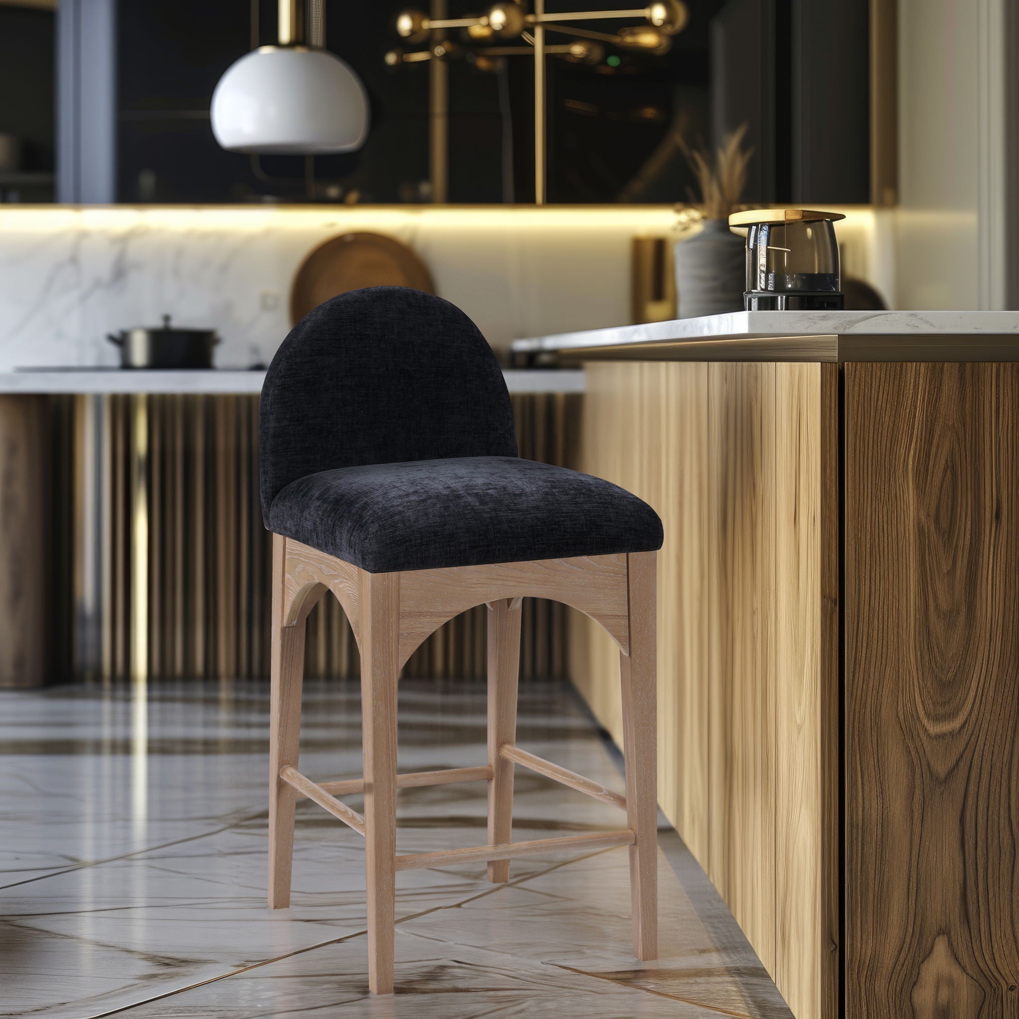 Waldorf - Chenille Stool With Natural Legs - Urban Living Furniture (Los Angeles, CA)