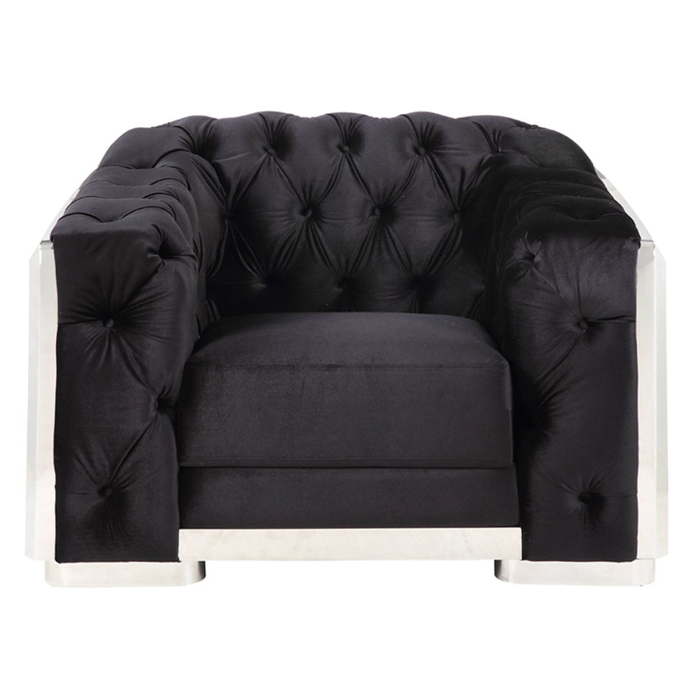 Pyroden - Chair - Black Velvet & Chrome - Urban Living Furniture (Los Angeles, CA)