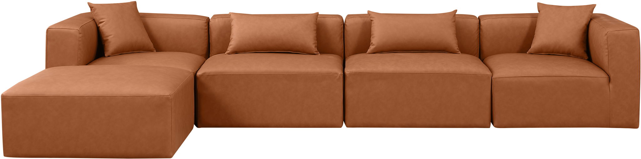 Cube - 5 Piece Modular Sectional With Chaise - Cognac - Urban Living Furniture (Los Angeles, CA)