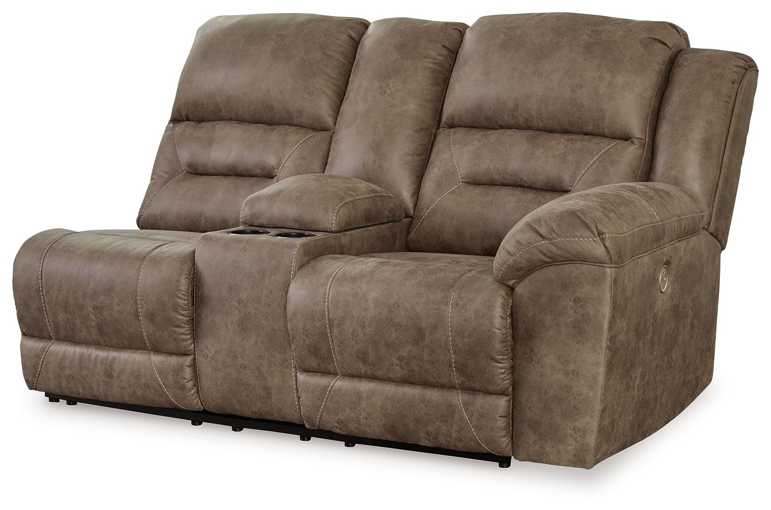 Ravenel - Raf Dbl Reclining Power Loveseat With Console - Faux Leather - Fossil - Urban Living Furniture (Los Angeles, CA)