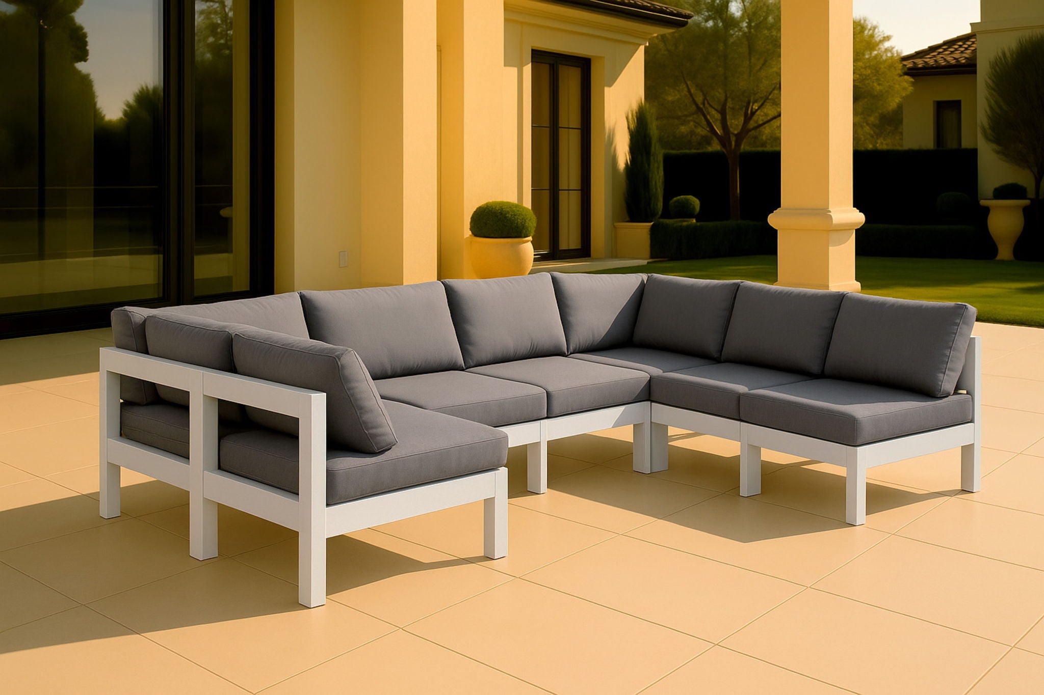 Nizuc - Outdoor Patio 6 Piece Modular Sectional With White Frame - Urban Living Furniture (Los Angeles, CA)