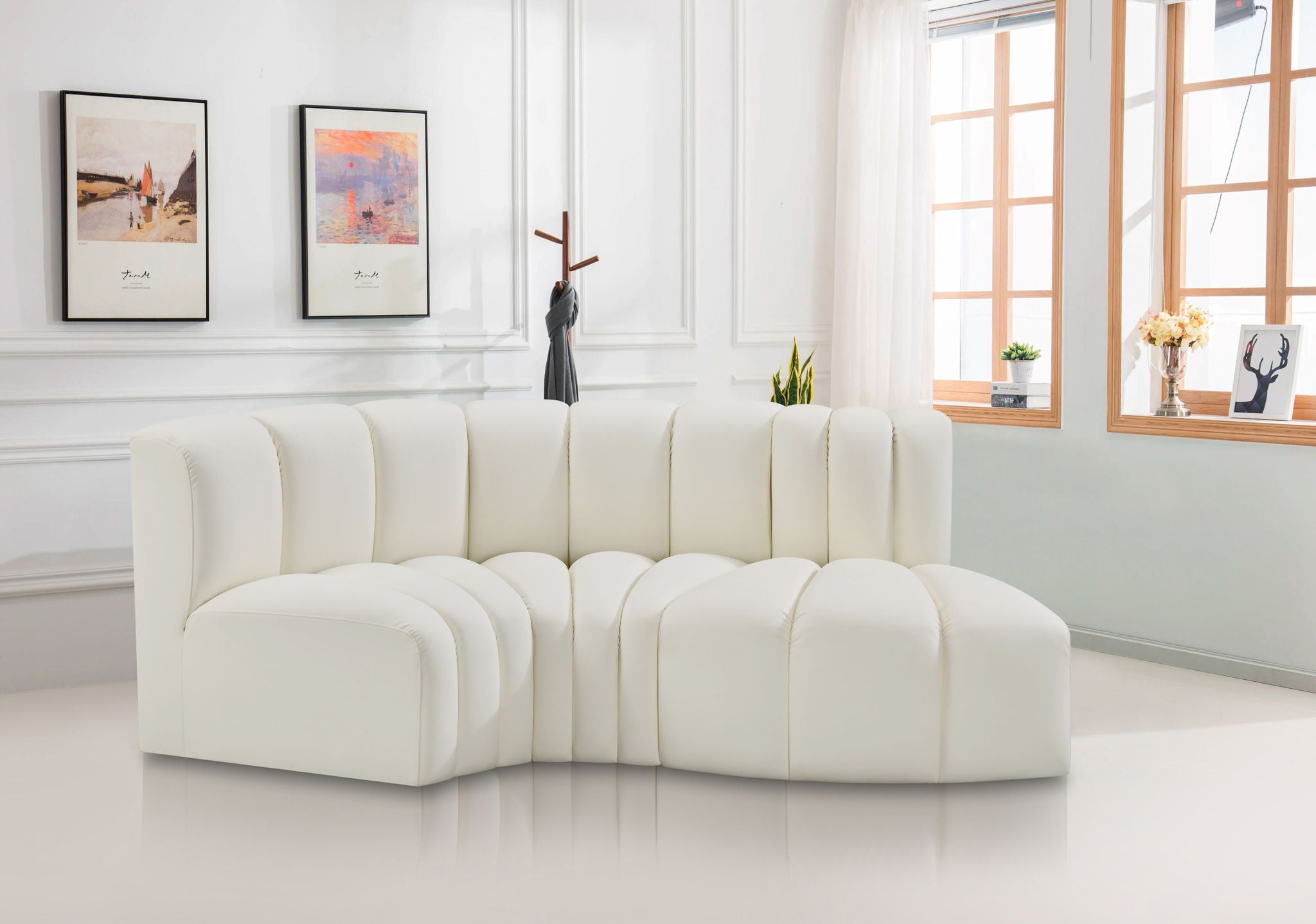 Arc - Faux Leather 3 Piece Modular L-Shaped Sofa