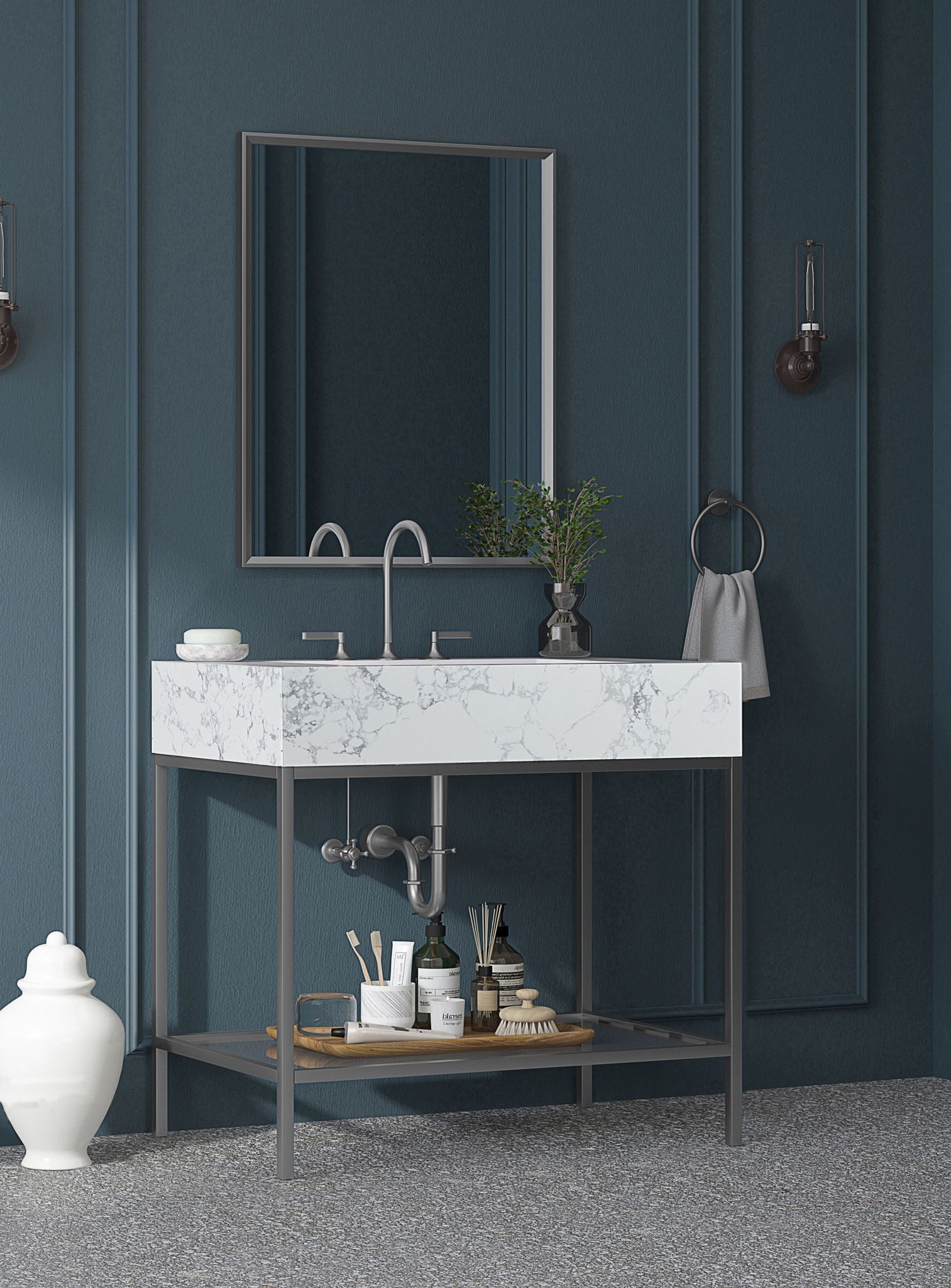 Marmo - Engineered Marble Bathroom Vanity With Chrome Base - Urban Living Furniture (Los Angeles, CA)