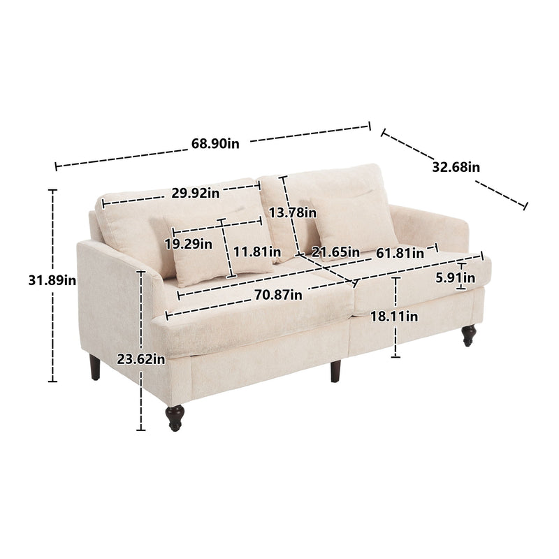 Mid Century Modern Chenille Fabric Loveseat Sofa, 2 Seat Upholstered Couch