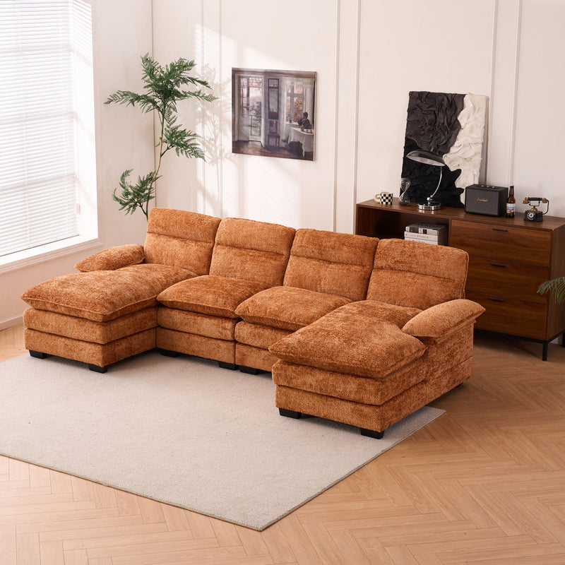 U - Shaped Profile Modular Sofa, Including 2 Single Seats And 2 Chaise