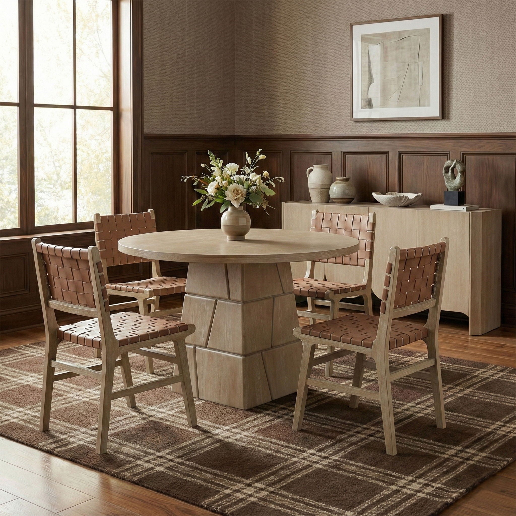 Entwine - Vegan Leather Upholstered Dining Chair - Painted Natural - Urban Living Furniture (Los Angeles, CA)