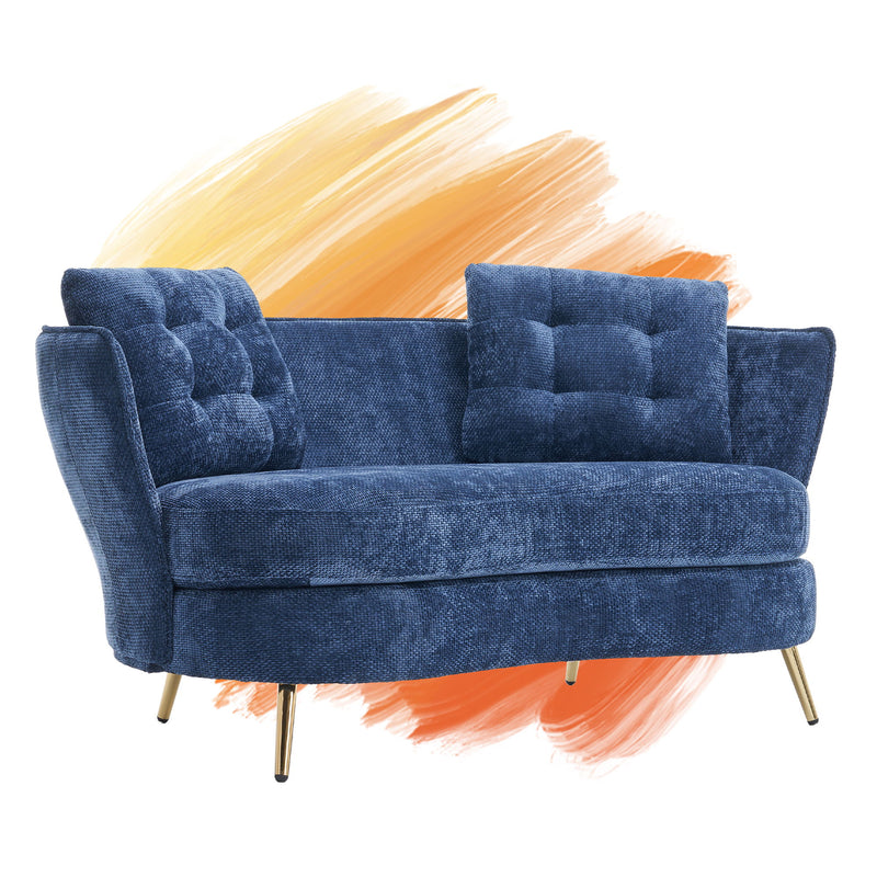 Loveseat Sofa, Upholstered Couch With Metal Legs