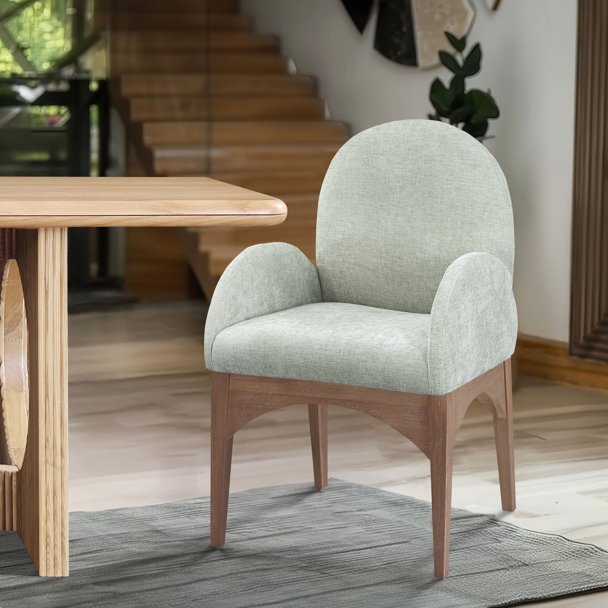 Waldorf - Chenille Dining Arm Chair With Natural Legs - Urban Living Furniture (Los Angeles, CA)