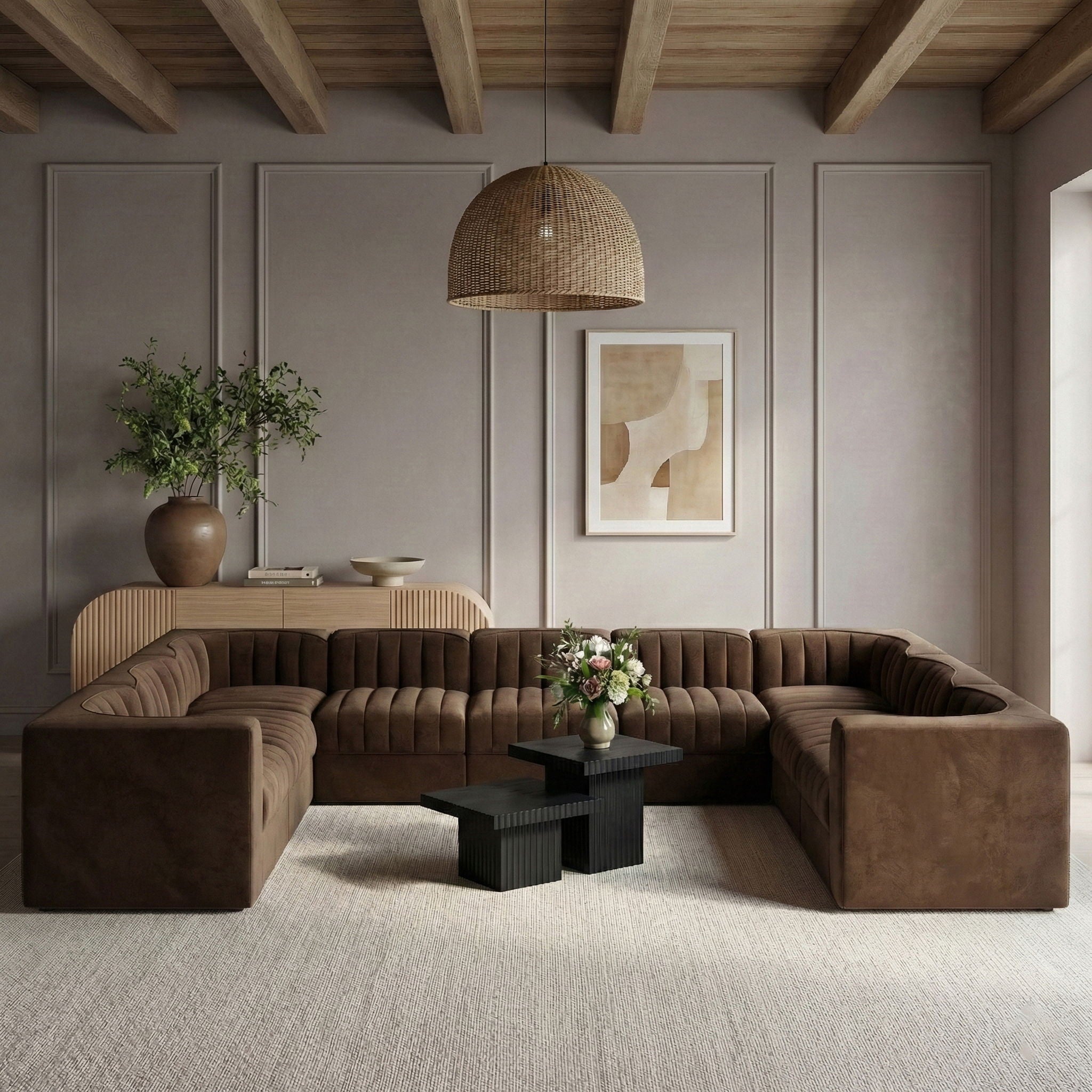 Rummi - Velvet Performance Fabric Upholstered 9 Piece Modular Sectional - Urban Living Furniture (Los Angeles, CA)