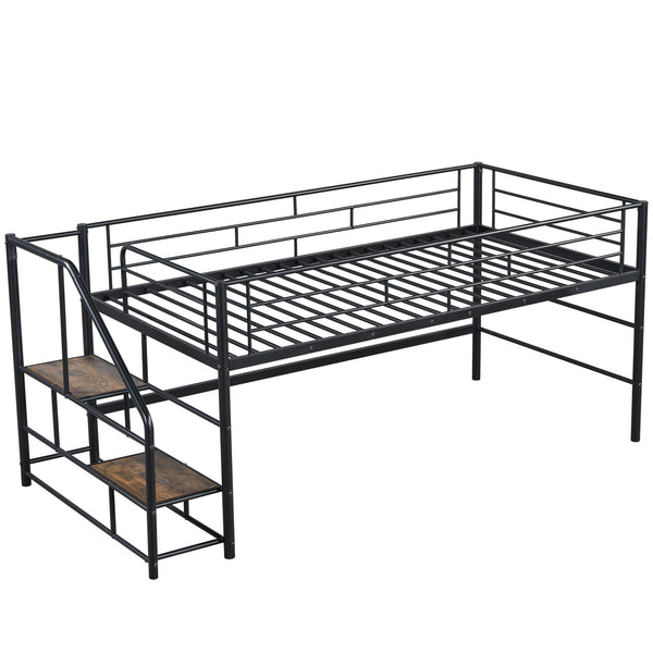 Loft Bed With Storage Stairs And Metal Frame