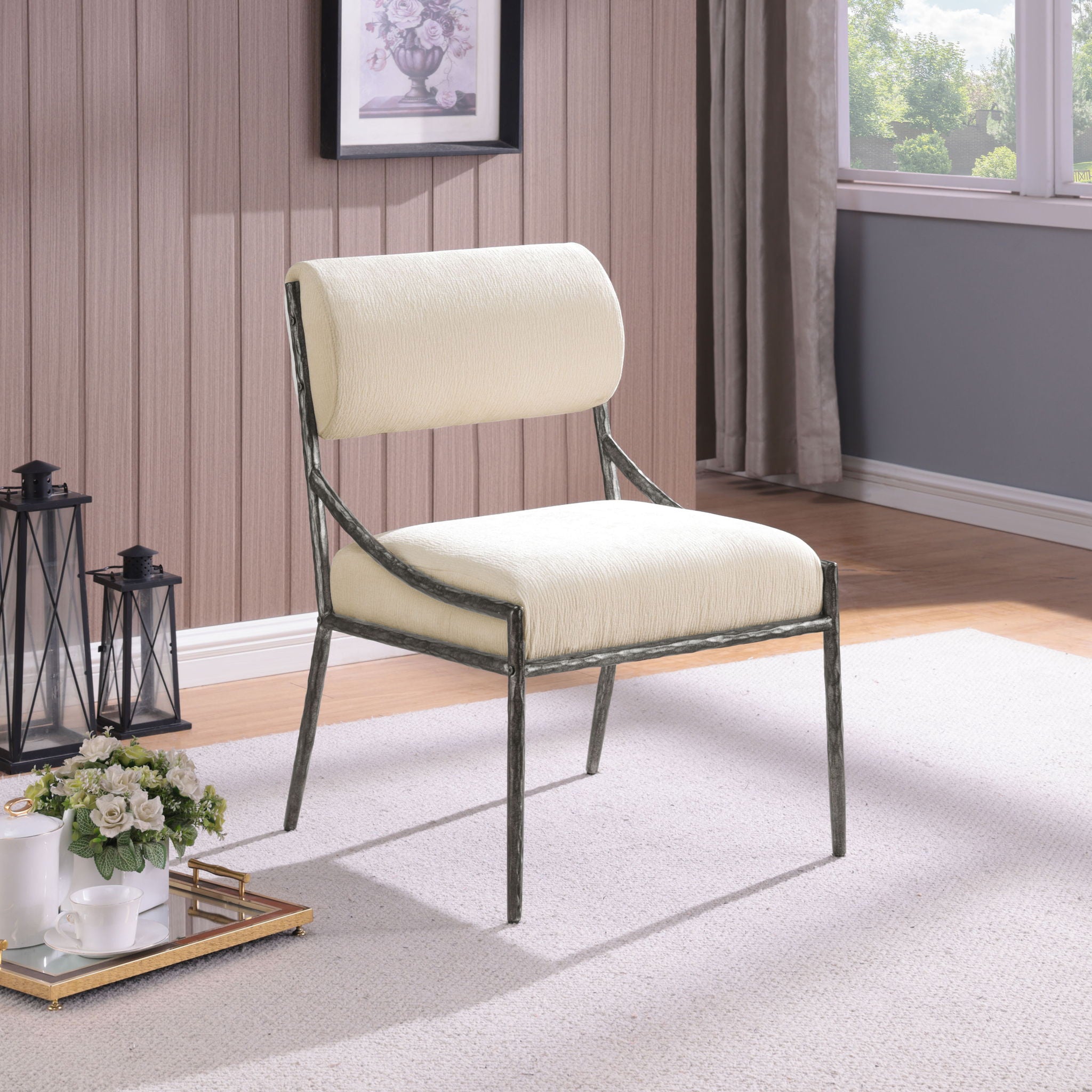 Bastille - Upholstered Dining Side Chair (Set of 2) - Silver Frame - Urban Living Furniture (Los Angeles, CA)