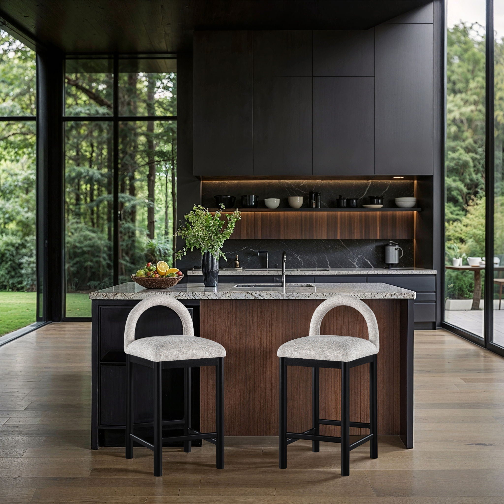 Conrad - Linen Counter Stool With Black Legs - Urban Living Furniture (Los Angeles, CA)