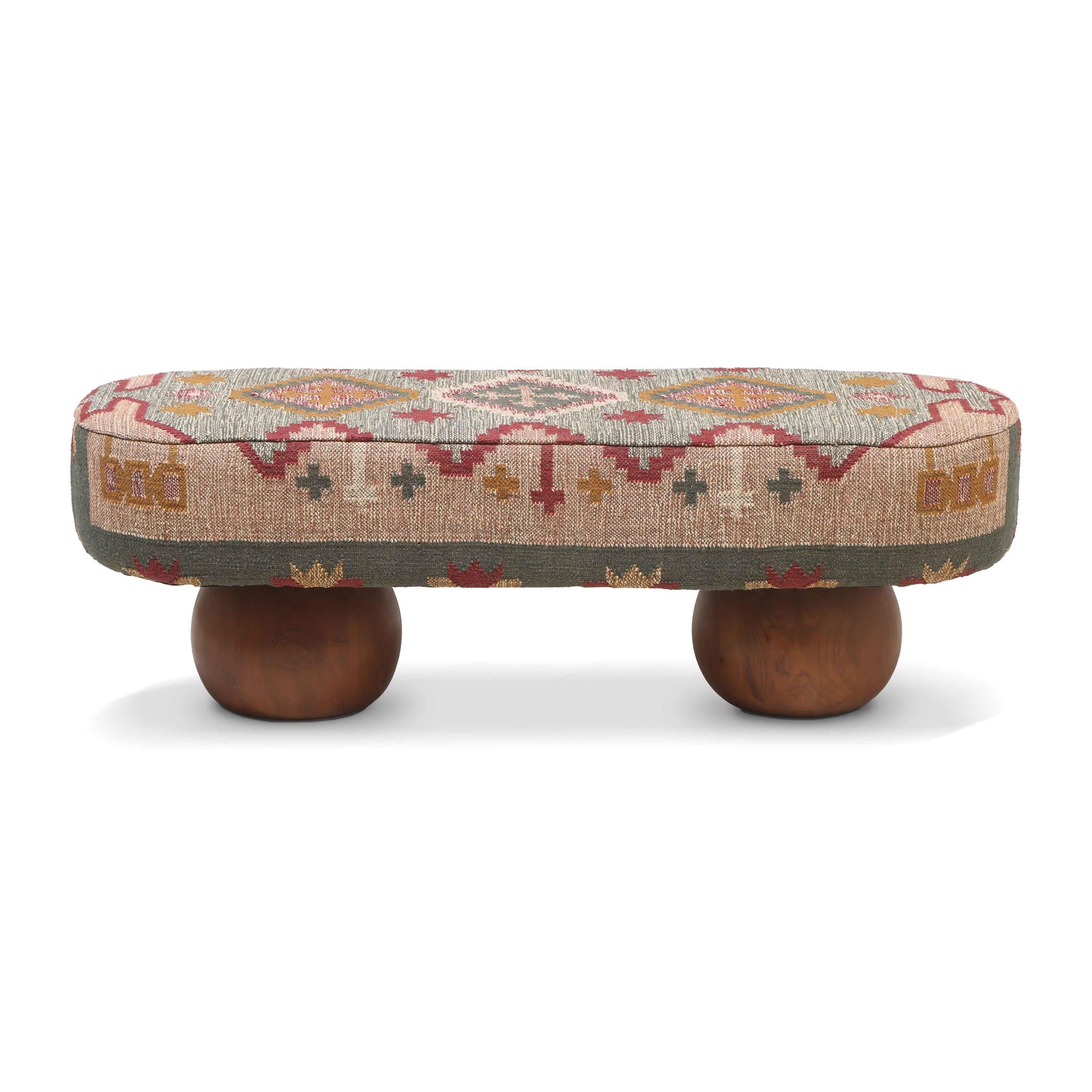 Rizi - Textured Wool Upholstered Bench - Beige / Blue - Urban Living Furniture (Los Angeles, CA)