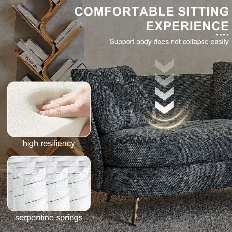 Loveseat Sofa, Upholstered Couch With Metal Legs