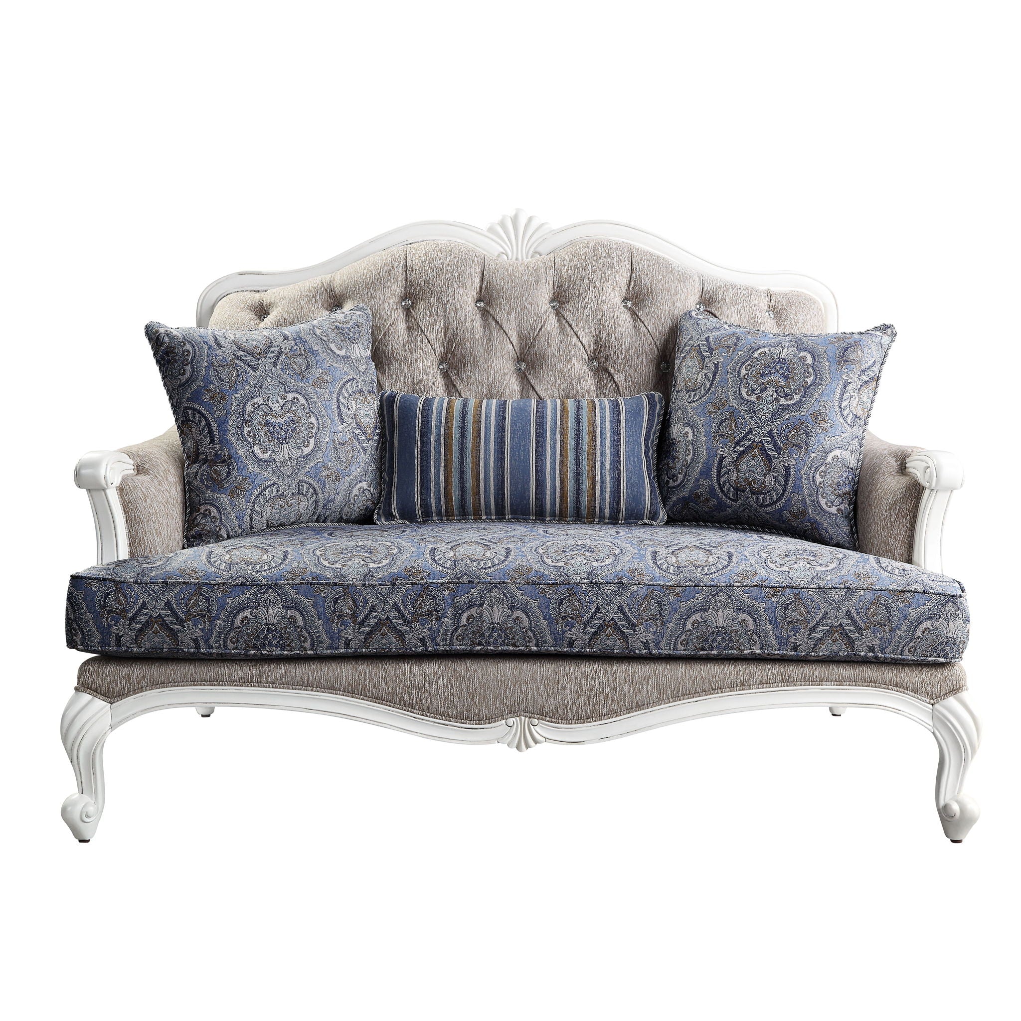 Ciddrenar - Loveseat - Fabric & White Finish - Urban Living Furniture (Los Angeles, CA)