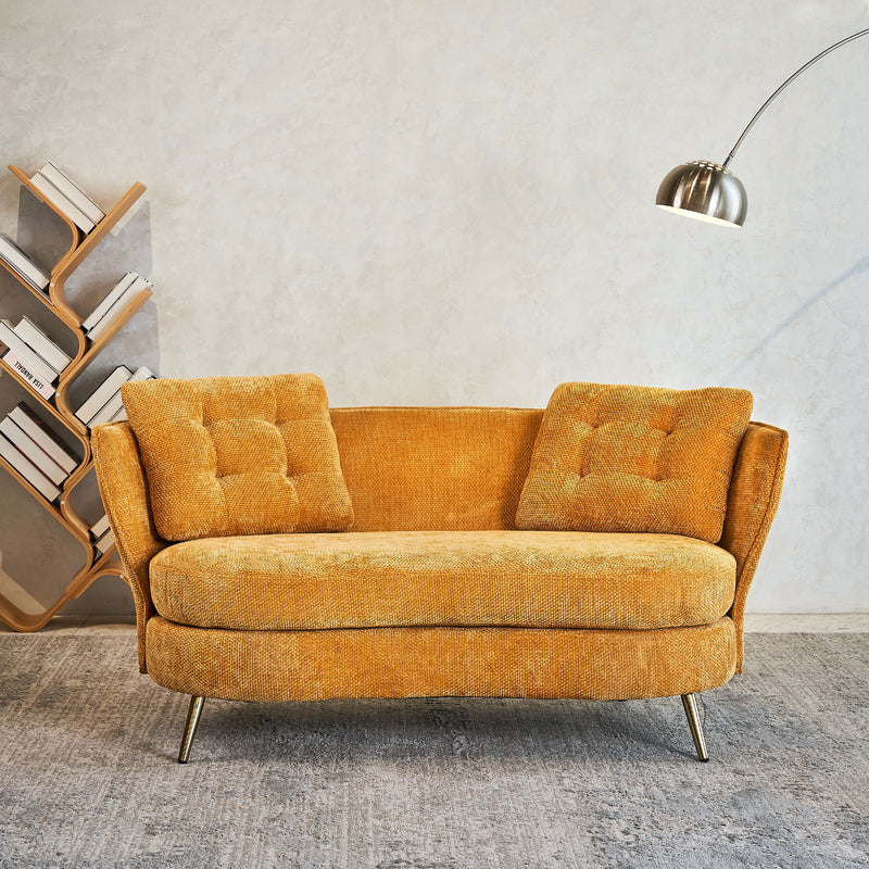 Loveseat Sofa, Upholstered Couch With Metal Legs