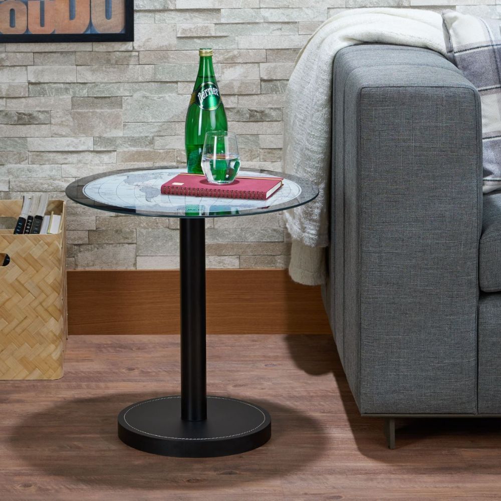 Boli - End Table - Black & Map Glass - Urban Living Furniture (Los Angeles, CA)