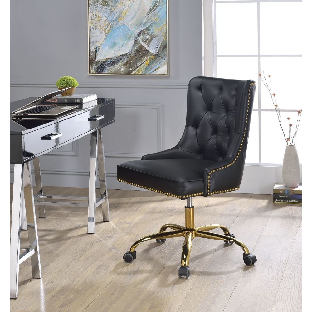 PUrlie - Office Chair - Black PU & Gold - Urban Living Furniture (Los Angeles, CA)