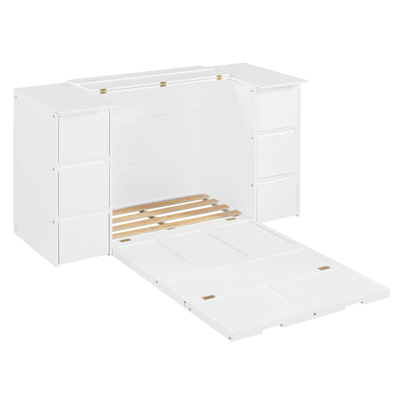 Murphy Bed With Drawers, Cabinets, And USB Ports
