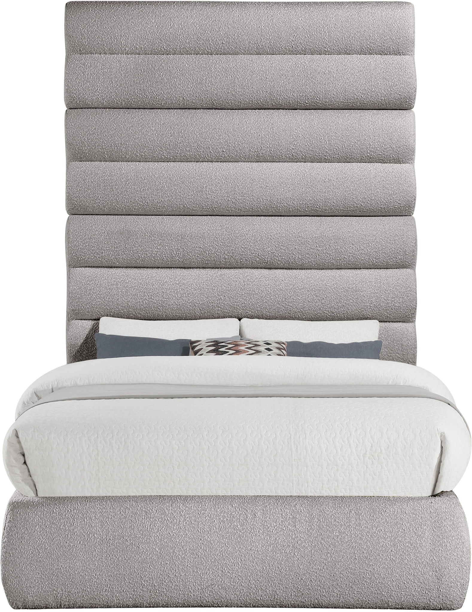 Adam - Boucle Fabric Bed With 89" Headboard