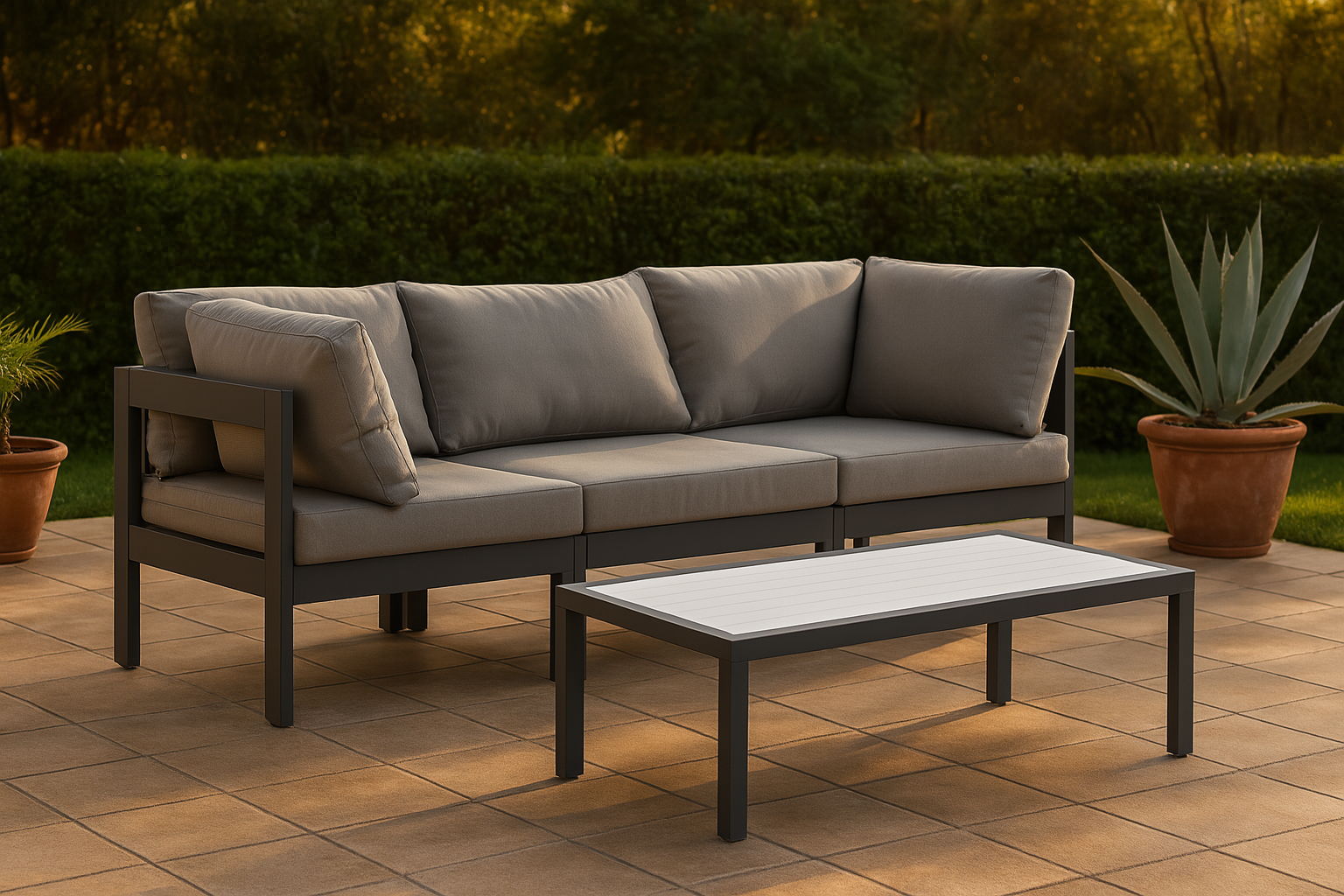 Nizuc - Outdoor Patio 3 Seat Modular Sofa With Gray Frame - Urban Living Furniture (Los Angeles, CA)