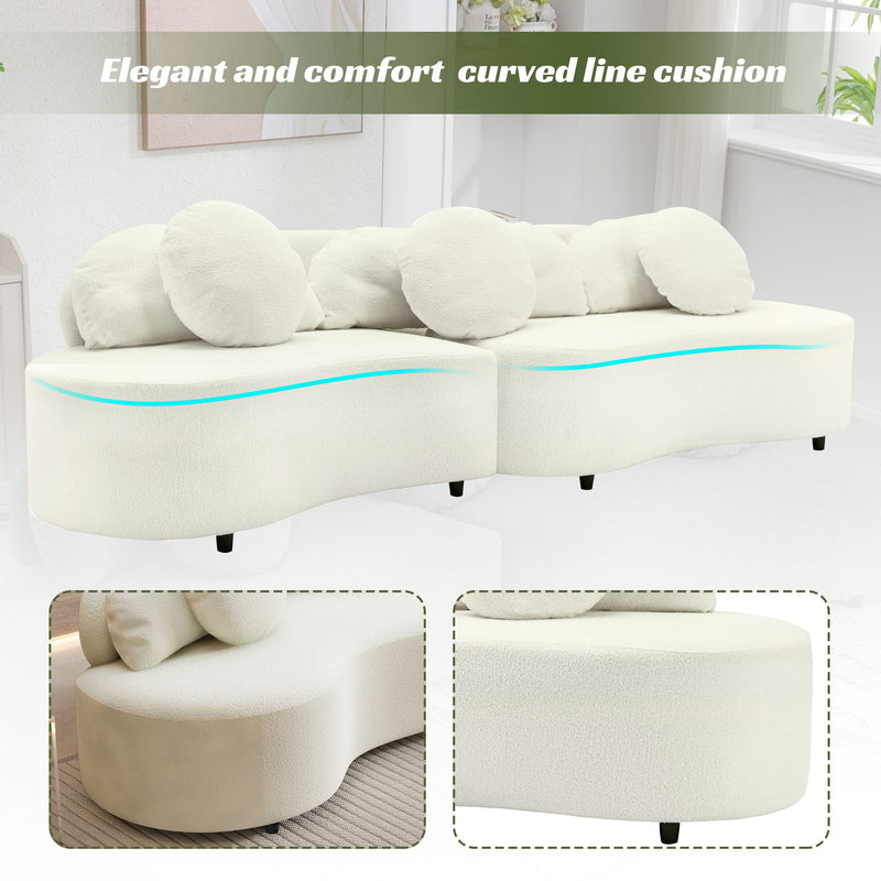 Modern Living Room Sofa Lamb Velvet Upholstered For Home