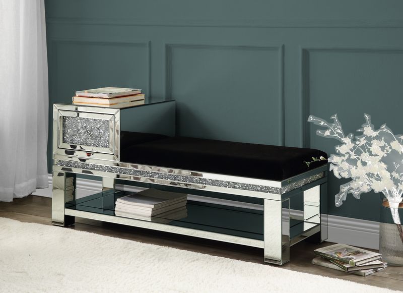 Noralie - Bench - Mirrored & Faux Diamonds - 24" - Urban Living Furniture (Los Angeles, CA)
