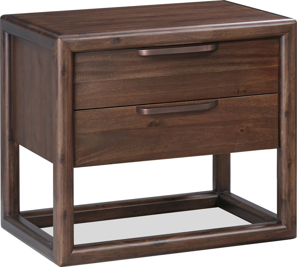 Sol - Two Drawer USB-Charging Nightstand - Brown Spice