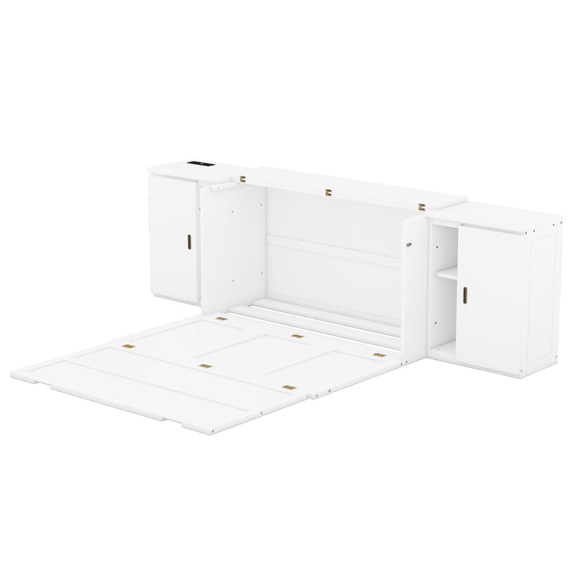 Murphy Bed With Shelves, Cabinets And USB Ports
