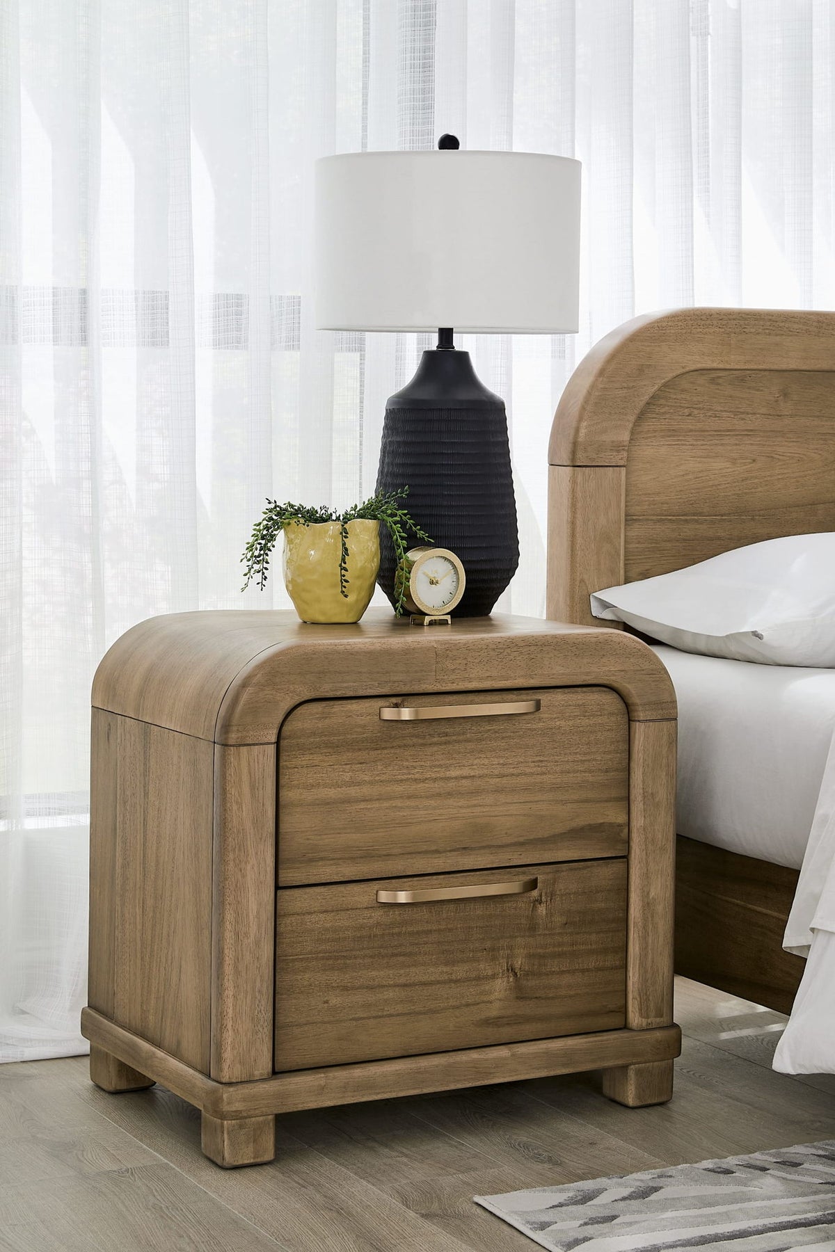 Kione - Two Drawer Acacia Wood Nightstand - Lioness