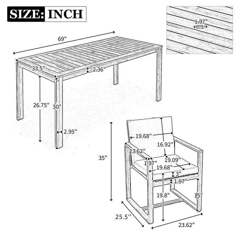Patio Dining Set Outdoor Dining Table And Chair Set With And Removable Cushions For Patio