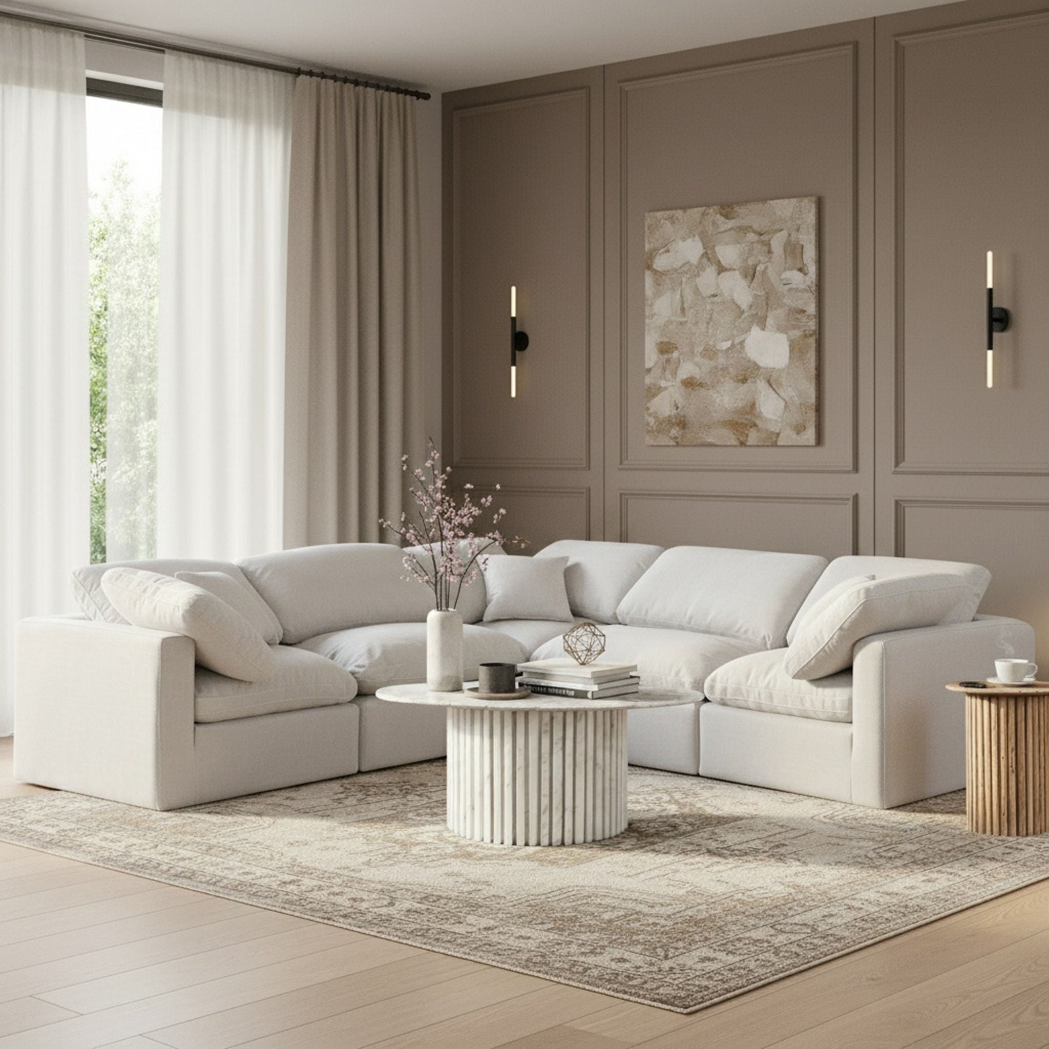 Indulge - Linen 5 Piece Modular Corner Sectional - White - Urban Living Furniture (Los Angeles, CA)