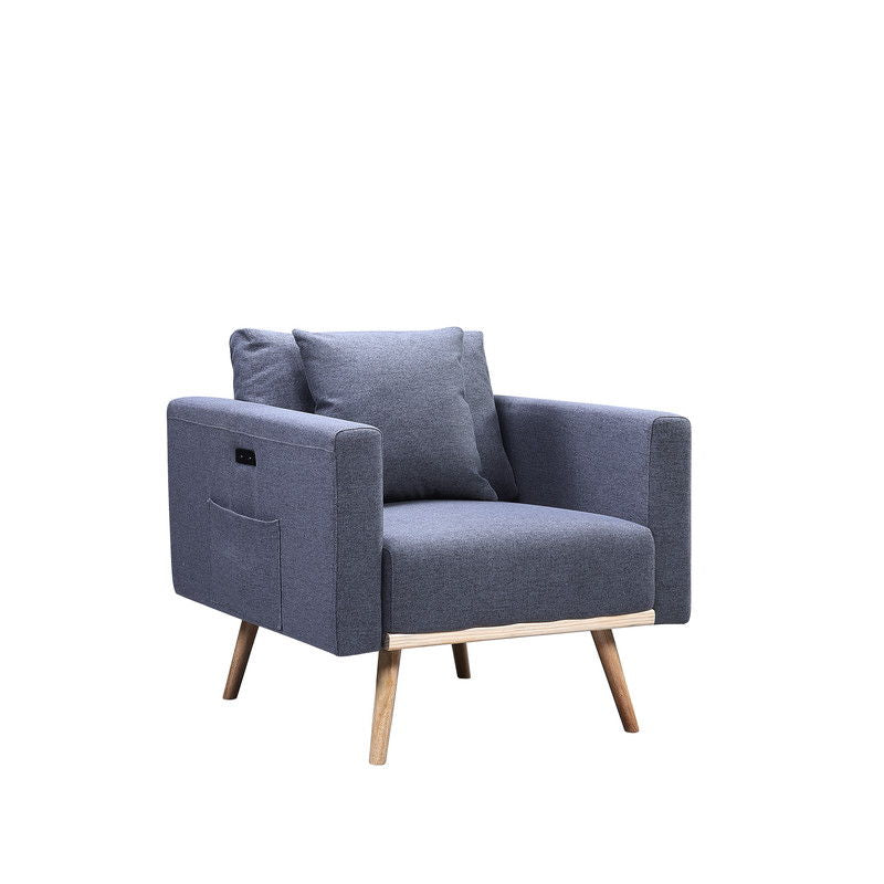 Easton - Linen Fabric Chair With USB Charging Ports Pockets And Pillows - Urban Living Furniture (Los Angeles, CA)