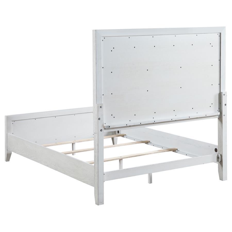 Marielle - California King Headboard Panel Bed - Distressed White