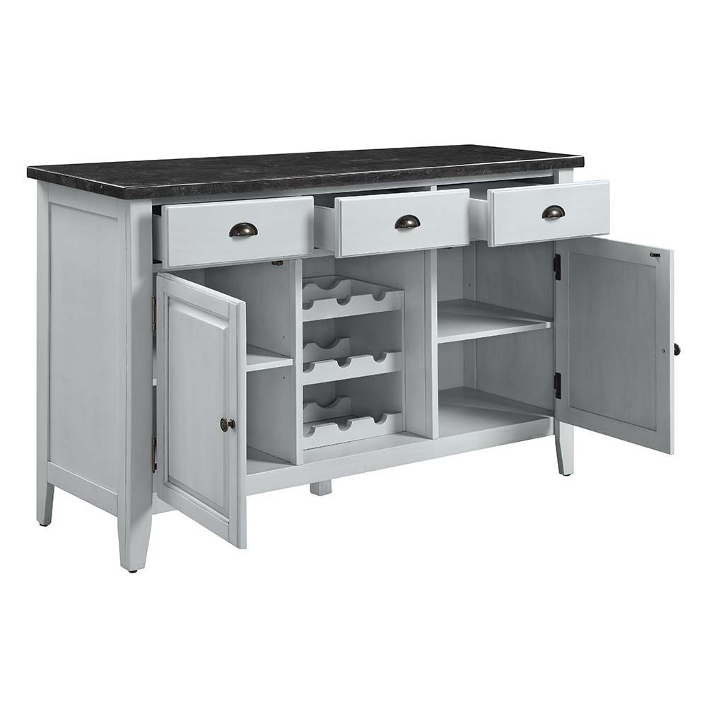 Lanton - Server - Natural Marble & Antique White - Urban Living Furniture (Los Angeles, CA)