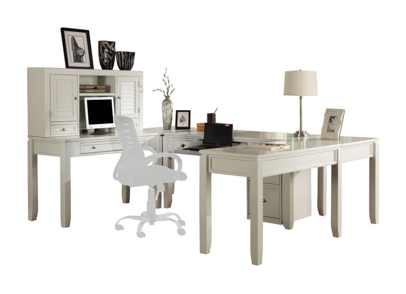 Boca - U Shape Desk With Hutch And File - Cottage White - Urban Living Furniture (Los Angeles, CA)