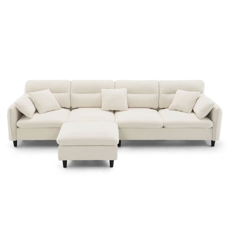 Modern Convertible Sectional Sofa L Shaped Reversible Couch Set With Free Pillows 5 Seat Cloud With Ottoman