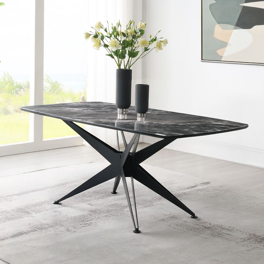 Klaus - Dining Table - Crystal Tempered Glass Top & Black Finish - Urban Living Furniture (Los Angeles, CA)