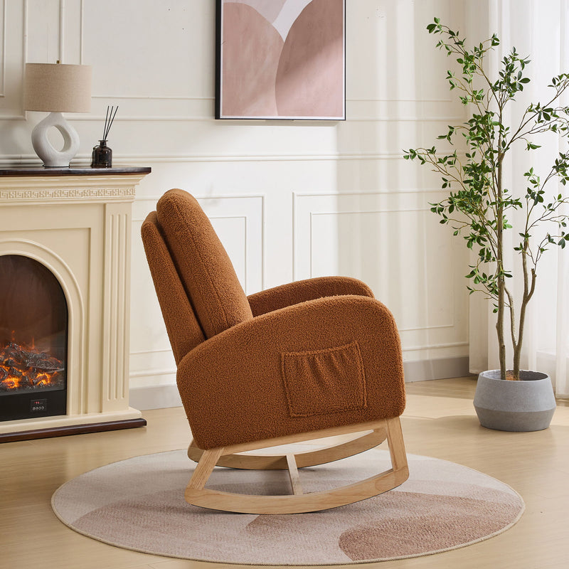 Rocking Glider Chair With High Back And Side Pocket
