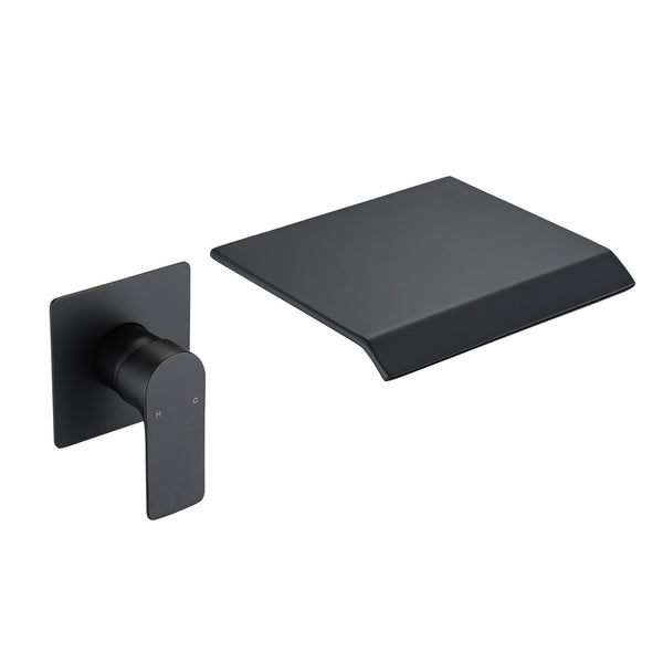 Modern Wall Mount Bathtub Faucet With Waterfall Spout And Single Handle Control