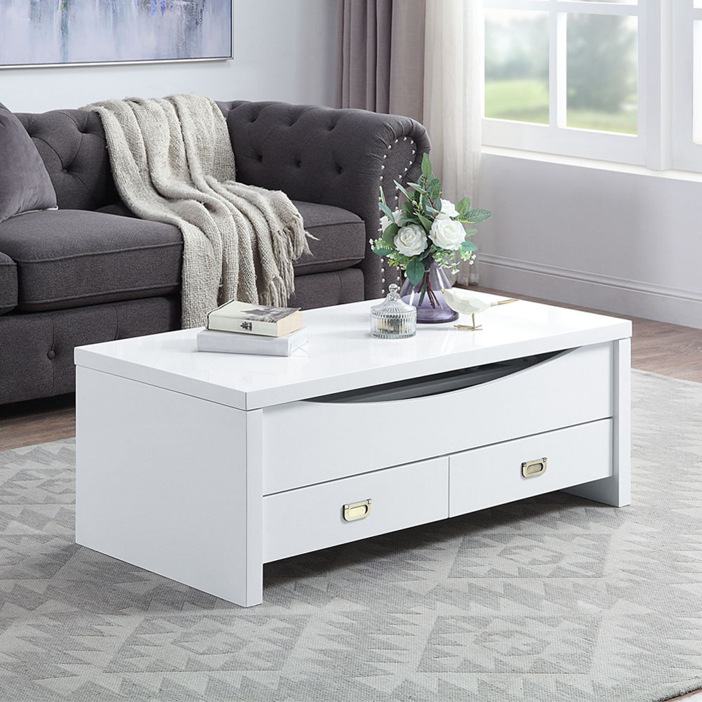 Ramiel - Coffee Table With Lift Top - High Gloss White - Urban Living Furniture (Los Angeles, CA)