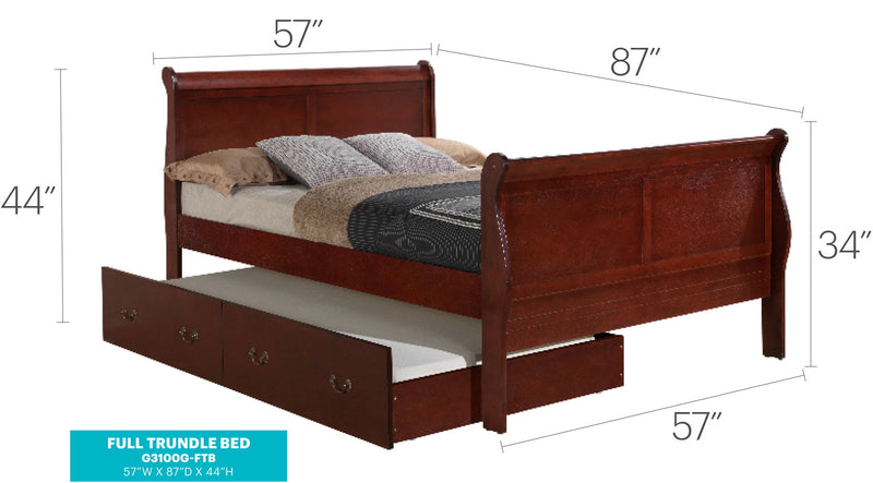 Full Trundle Bed For Comfort Elegant - Cherry
